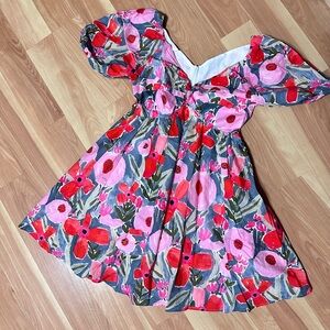 Floral women Dress in Pink and Red